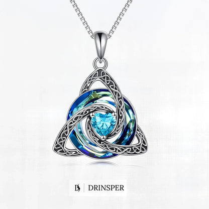 ✨ 50% OFF – Birthstone Celtic Trinity Knot Necklace – Silver-Plated Crystal Pendant Jewelry