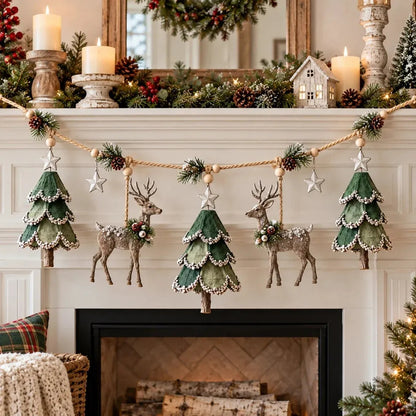 🦌 Holiday Celebration 50% OFF ✨-🌲 Lighted Woodland Christmas Garland for Magical Holiday Decor 🌟
