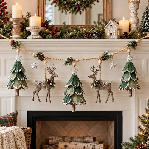 🦌 Holiday Celebration 50% OFF ✨-🌲 Lighted Woodland Christmas Garland for Magical Holiday Decor 🌟