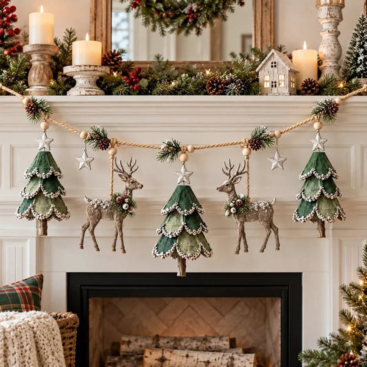🦌 Holiday Celebration 50% OFF ✨-🌲 Lighted Woodland Christmas Garland for Magical Holiday Decor 🌟