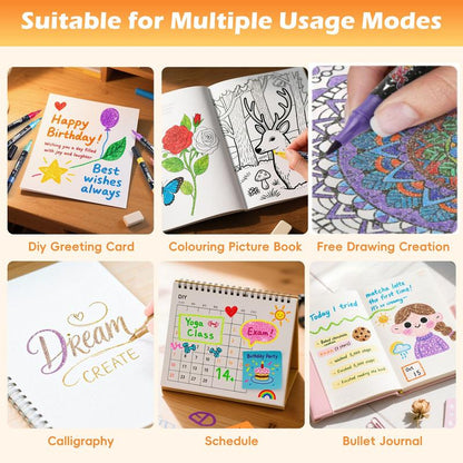 ⏰Last day Promotion 🔥-🎨 24/48/72/96 Color Glitter Markers for Endless Creative Fun ✨