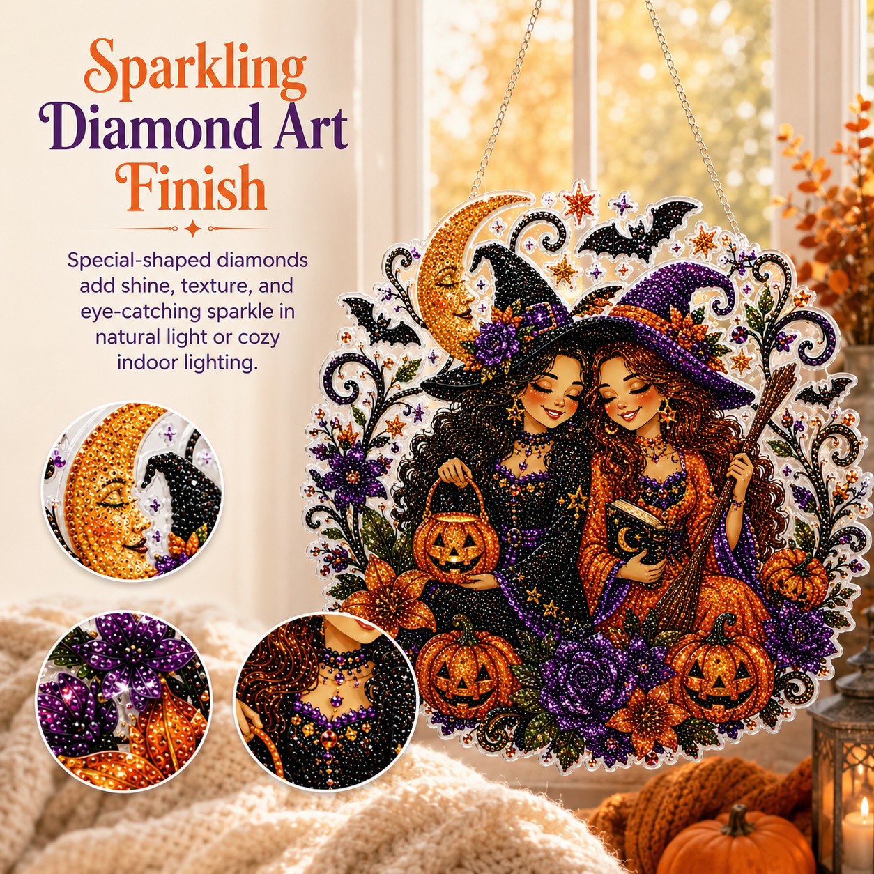 🧙‍♀️🎃Halloween Witch Friendship Diamond Art Window Suncatcher
