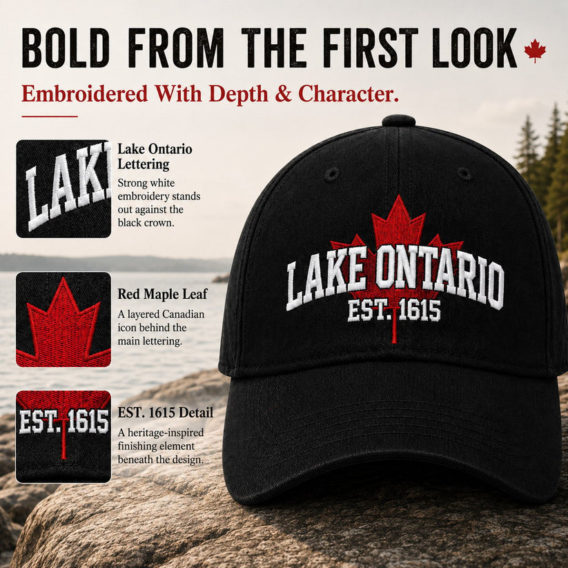🔥 Last Day 50% OFF✨-🧢Lake Ontario Forever Embroidered Cotton Cap for Timeless Heritage Style 🌊✨