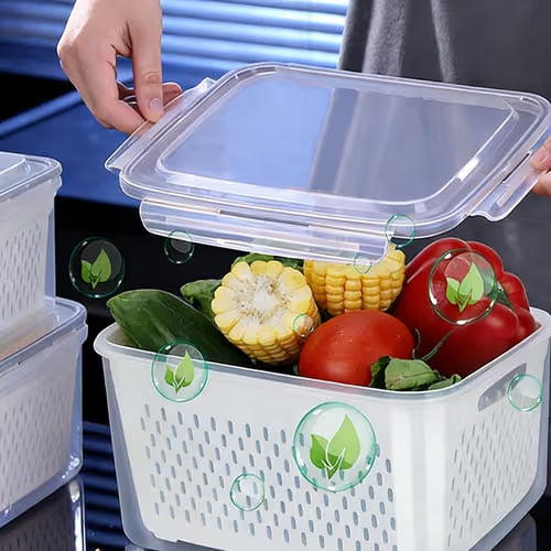 ⏰Last day Promotion 🔥-🥬 4-in-1 Draining Food Storage Container Keeps Fruits & Veggies Fresh & Organized ✨