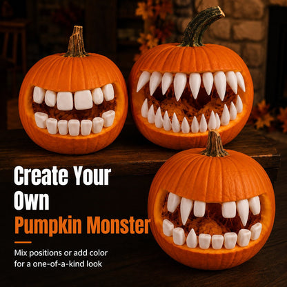 🦷Last day Promotion 🔥-🎃Monster Grin Pumpkin Decorating Kit for Fun 3D Jack-O’-Lantern Designs & Spooky Halloween Decor 🦷