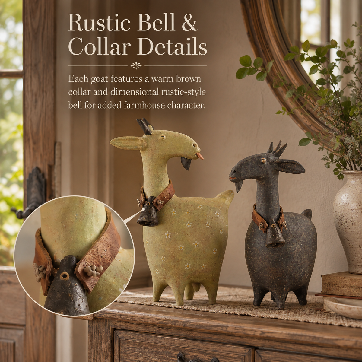 🔥 Holiday Celebration 50% OFF ✨-🐐Whimsical Farmhouse Goat Figurines Set of 2 for Cozy Rustic Home & Garden Decor 🌾