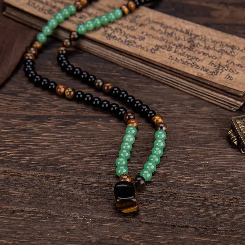 ✨ Crystal Money Attraction Necklace with Green Aventurine & Tiger Eye Pendant 💚