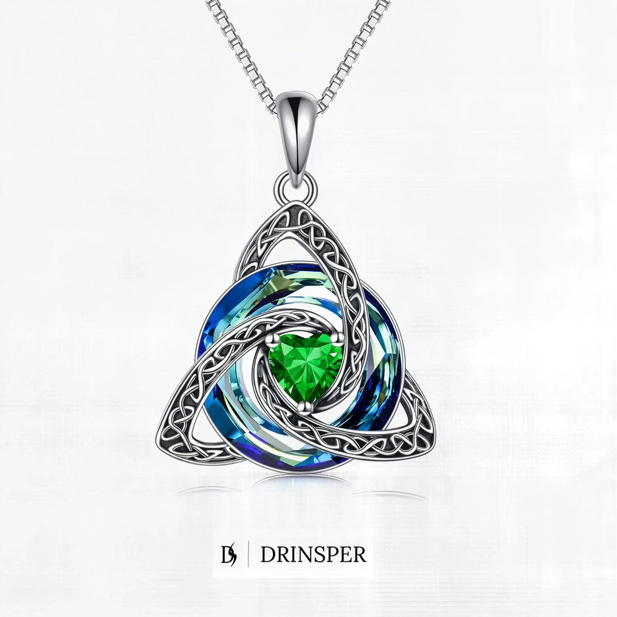 ✨ 50% OFF – Birthstone Celtic Trinity Knot Necklace – Silver-Plated Crystal Pendant Jewelry