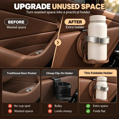 🥤 Last Day 50% OFF✨-🚗Foldable Car Door Cup Holder & Phone Stand for Easy 📱