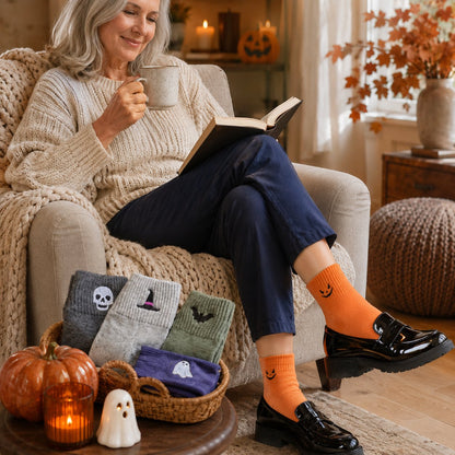 🎃Viral Halloween Embroidered Crew Socks – Cute Spooky Knit Socks | 100% Cotton✨