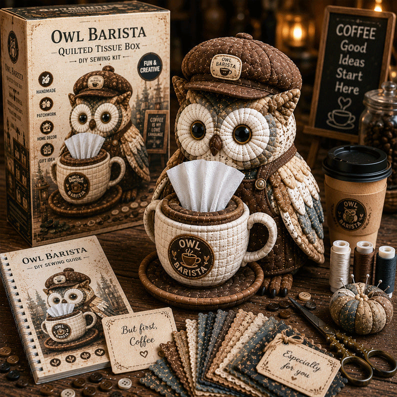 🔥Last day Promotion -🦉 Charming Owl Tissue Box Cover with This Easy DIY Sewing Kit ✨