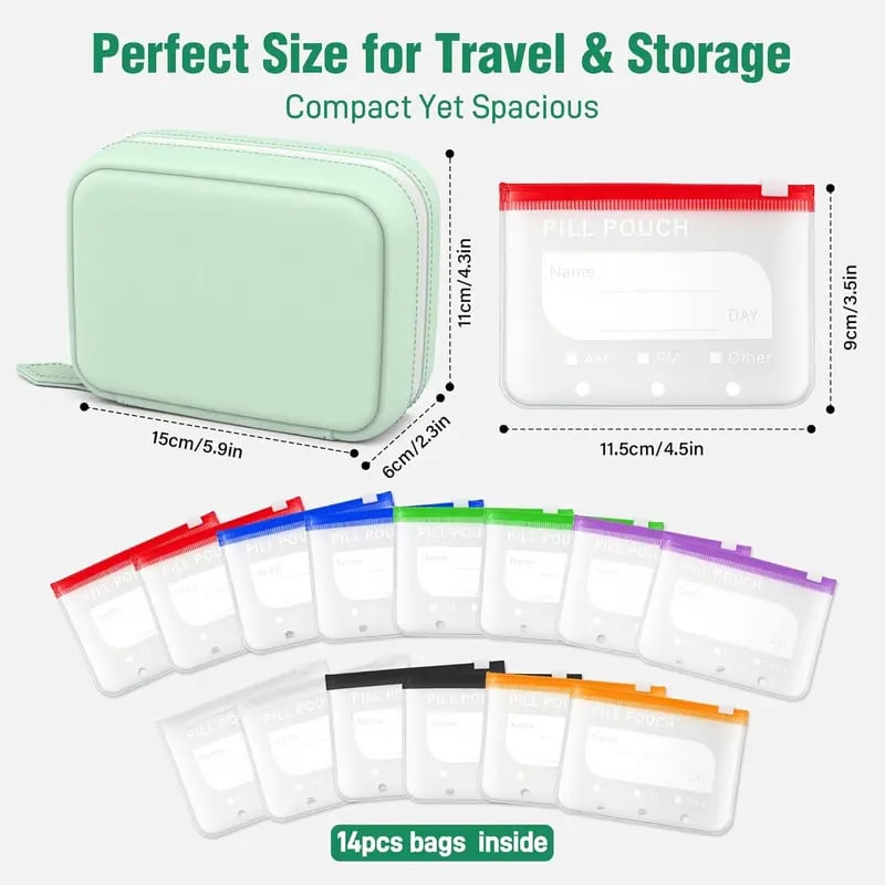 💊💧 A8 Waterproof Pill Pouch Set – 7–14 Day Storage, Crush-Resistant & Travel-Friendly ✨🧳