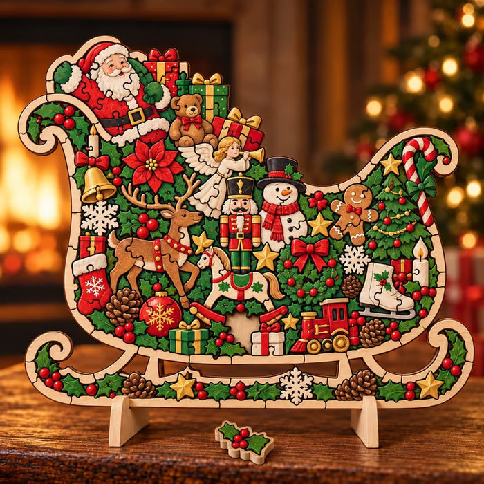 🔥 Last Day 50% OFF✨-🧩Wooden Christmas Puzzle with Stand – 8 Festive Designs to Build & Display 🎄