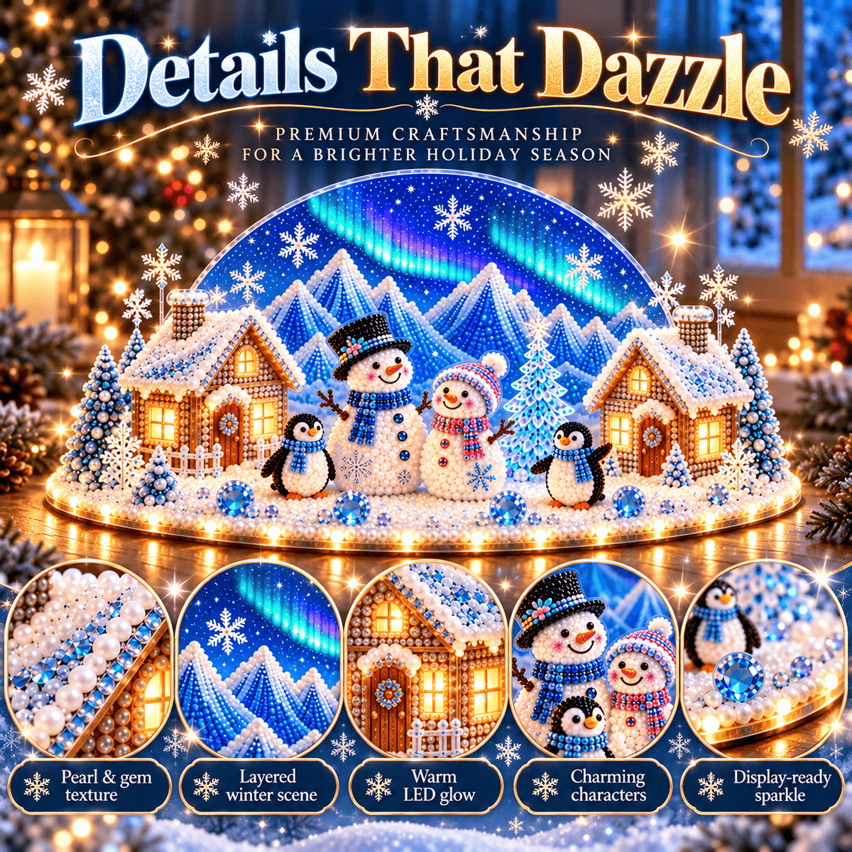 Winter Wonder DIY Decor Kit, Light-Up 3D Christmas Village Gem Art☃️🏠