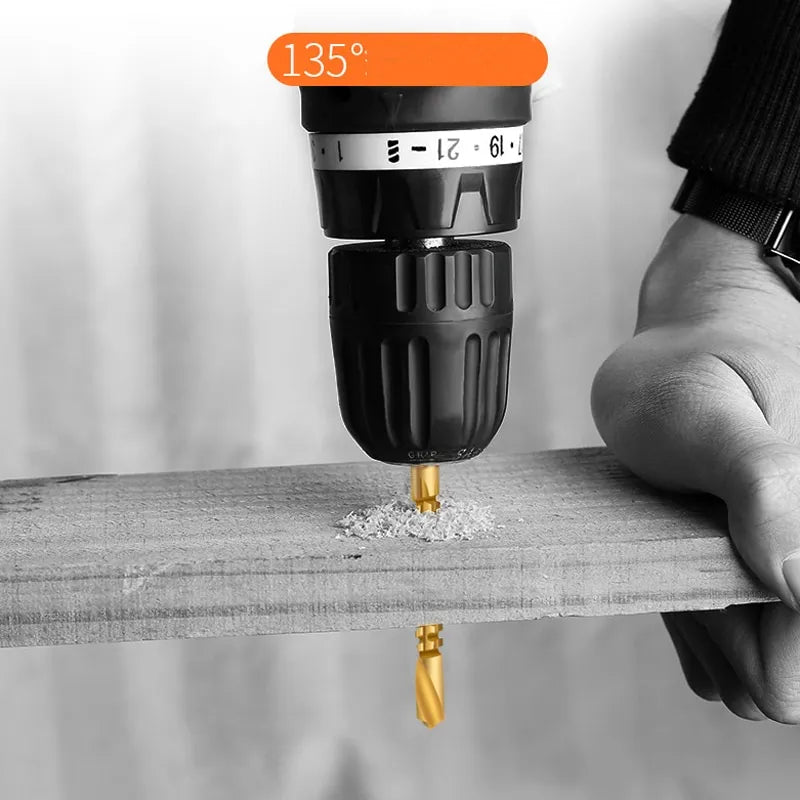 Using a twist drill bit on a wooden board