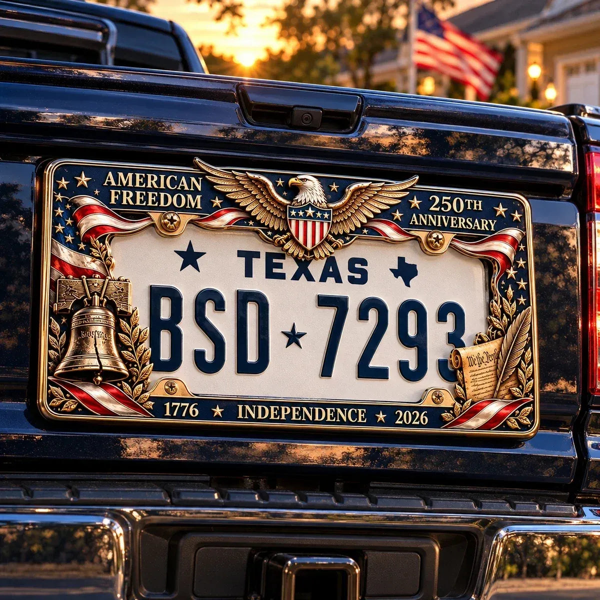 🇺🇸 America 250th Anniversary Metal License Plate Frame – Patriotic Eagle & Freedom Edition, 1776–2026 🦅