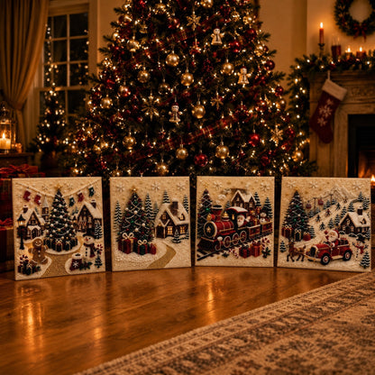 🎅 🎄 Premium 3D Pearl Christmas Wall Art Kit | Luxury Flocked Canvas with Scratch-Resistant Non-Fading Pearl Beads DIY Holiday Decor⛄️❄️