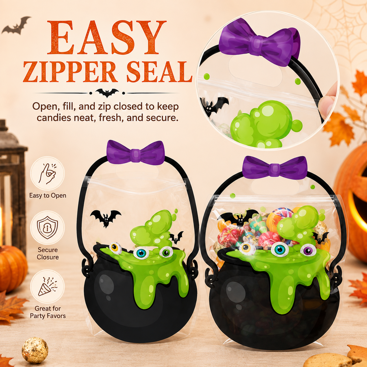 ⏰Last day Promotion 🔥-🎃 Halloween Goodie Bags for Candy, Treats & Fun Trick-or-Treat Surprises 👻✨