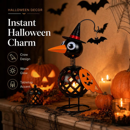🔥Last Day 50% OFF🔥-🐦Wrought Iron Crow and Pumpkin Ornament🎃