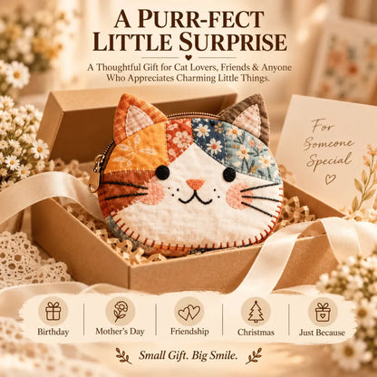 ✨ Handmade Inspired Floral Patchwork Cat Coin Pouch