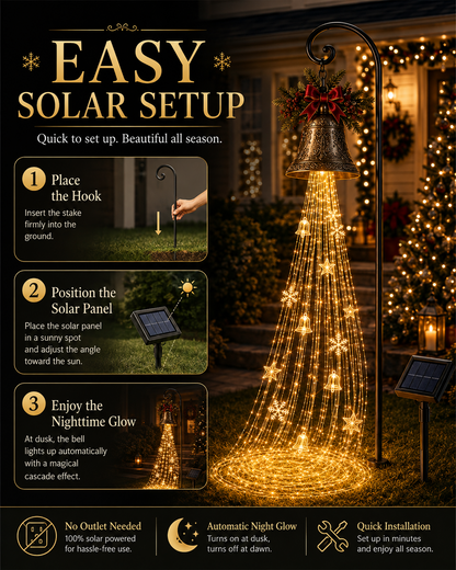 🎄HOT SALE 50% OFF💕 -🔔Christmas Bell Cascade Solar Yard Lights for Magical Outdoor Holiday Decor🎄