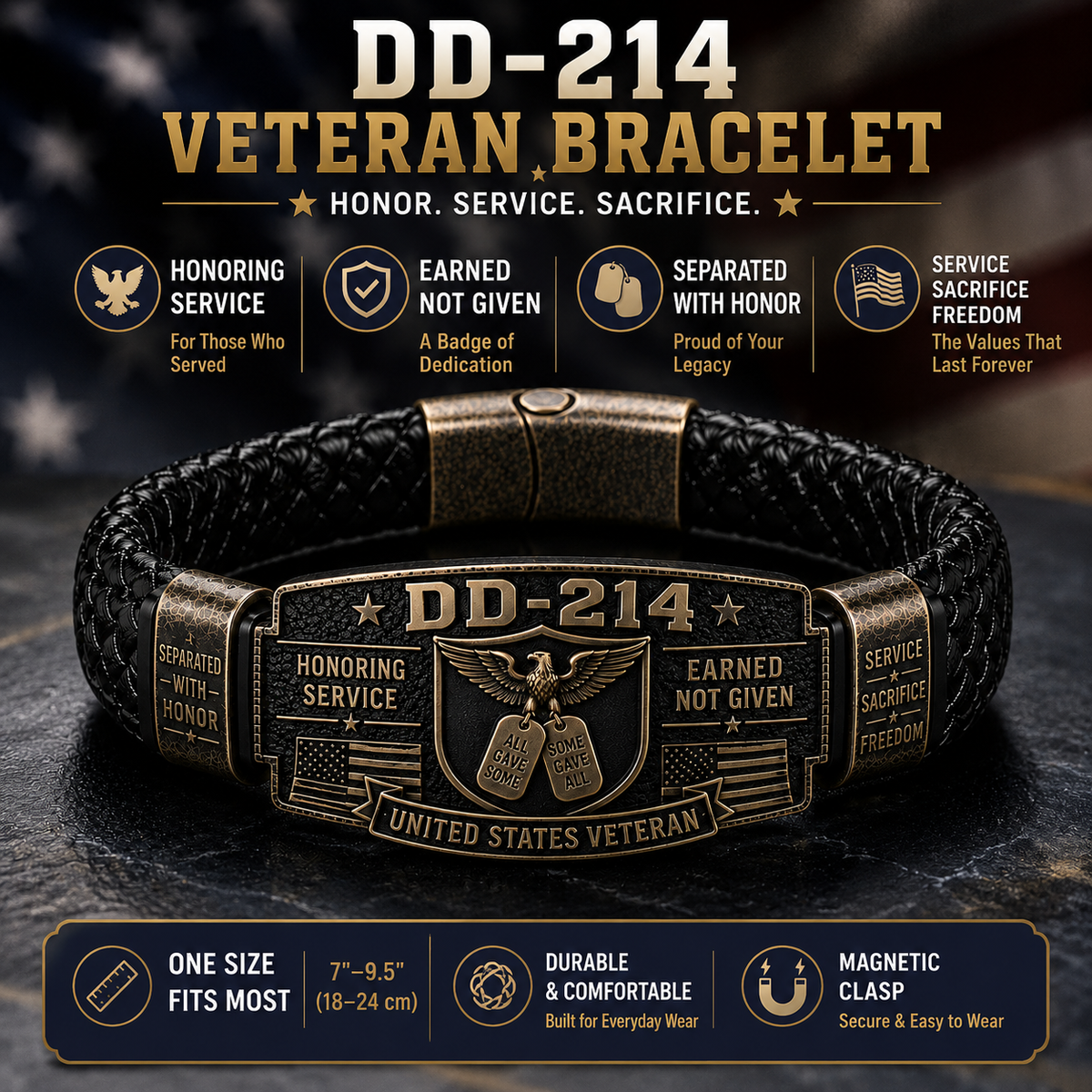 DD-214 Veteran Honor Bracelet - Made By VETERAN 'Robert Smith'