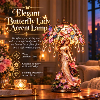 🦋Last day Promotion 🔥-🌸 Enchanted Butterfly Garden Lady Glowing Flower Lamp ✨