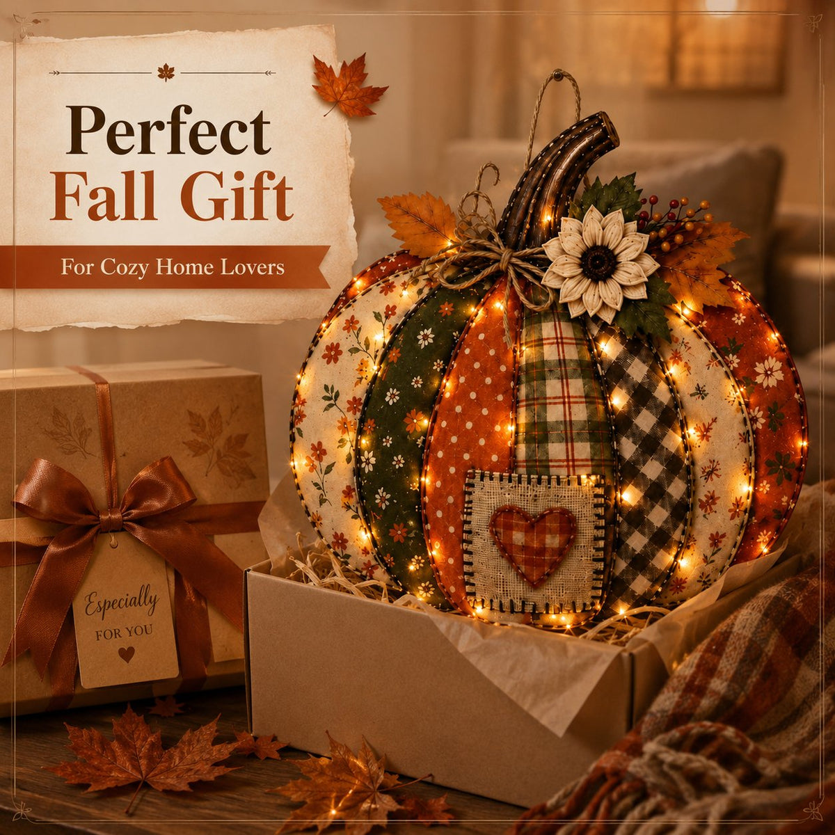 ⌛ Last Day 50% OFF✨-🎃 3D Light Up Pumpkin Hanging Decor for Cozy Fall, Halloween ✨