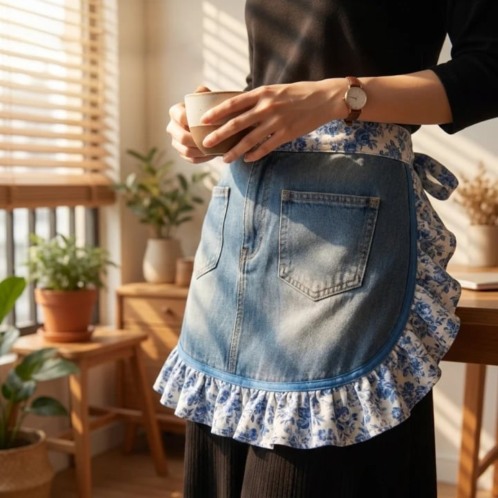 👖 Denim Echo Ruffle Apron