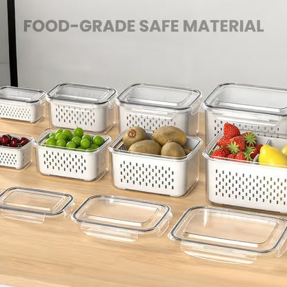 ⏰Last day Promotion 🔥-🥬 4-in-1 Draining Food Storage Container Keeps Fruits & Veggies Fresh & Organized ✨