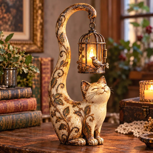 🏡Last day Promotion 🔥-🐈Vintage Cat Lantern Sculpture Lamp for Cozy Corners & Warm Glow ✨