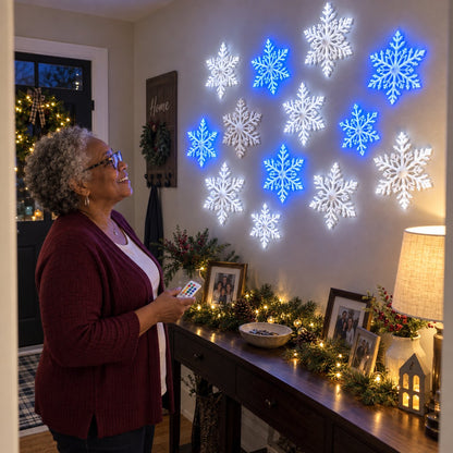 ⏳Last day Promotion 🔥-❄️LED Snowflake Wall Lights with 3D Glow & Remote Control for Magical Christmas Decor ✨