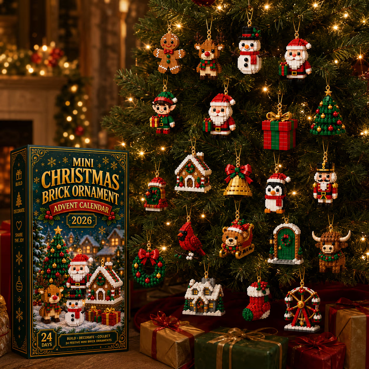 ⏳ Last Day 50% OFF🎁 – 🎄24-Day Christmas Brick Ornament Advent Calendar 🧱