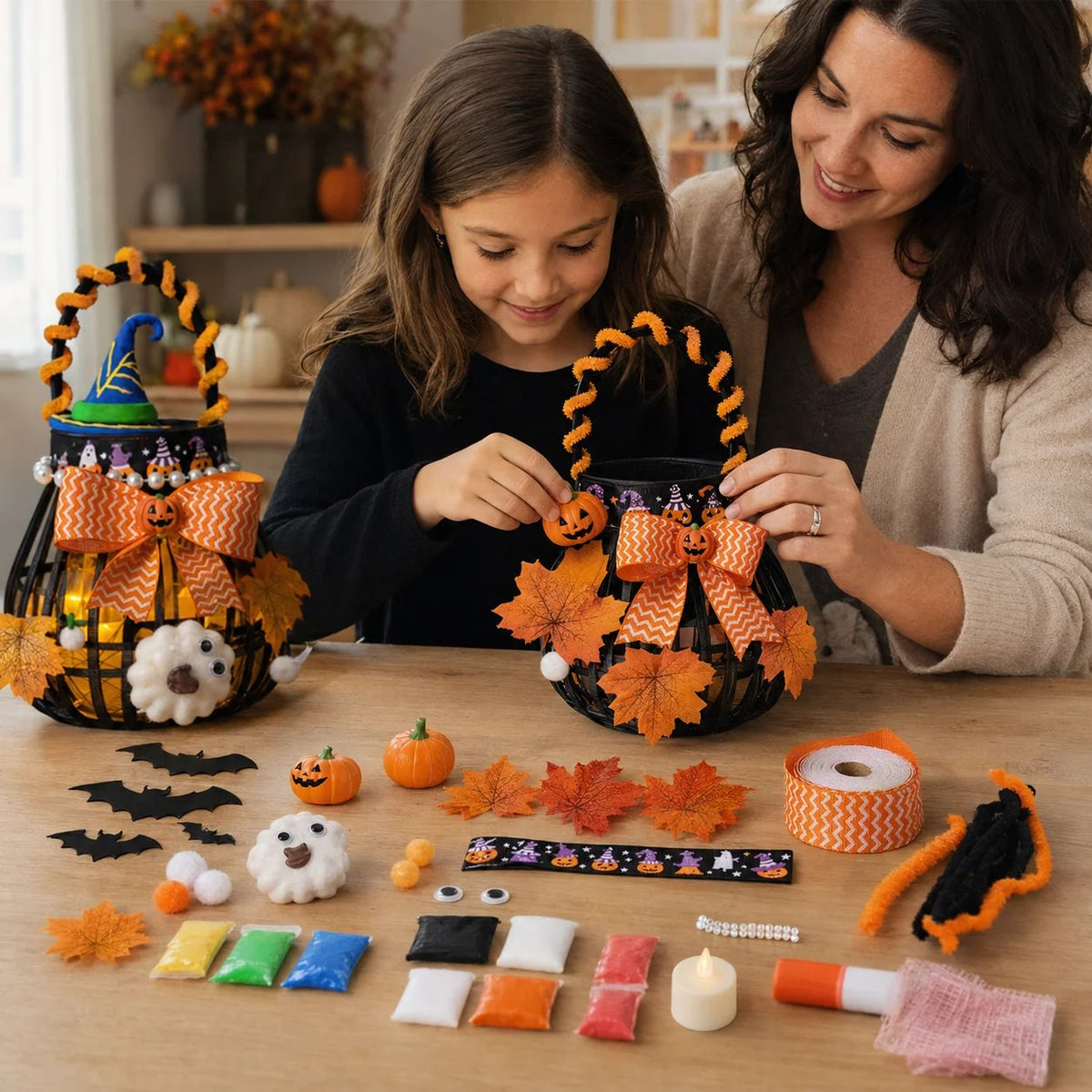 ⏰Last day Promotion 🔥-🎃 DIY Light-Up Halloween Trick-or-Treat Basket Kit for a Fun & Spooky Night ✨