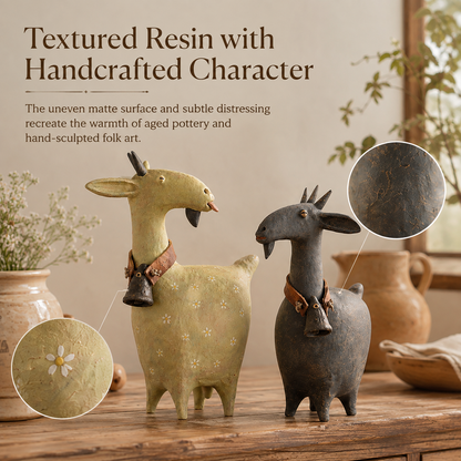 🔥 Holiday Celebration 50% OFF ✨-🐐Whimsical Farmhouse Goat Figurines Set of 2 for Cozy Rustic Home & Garden Decor 🌾