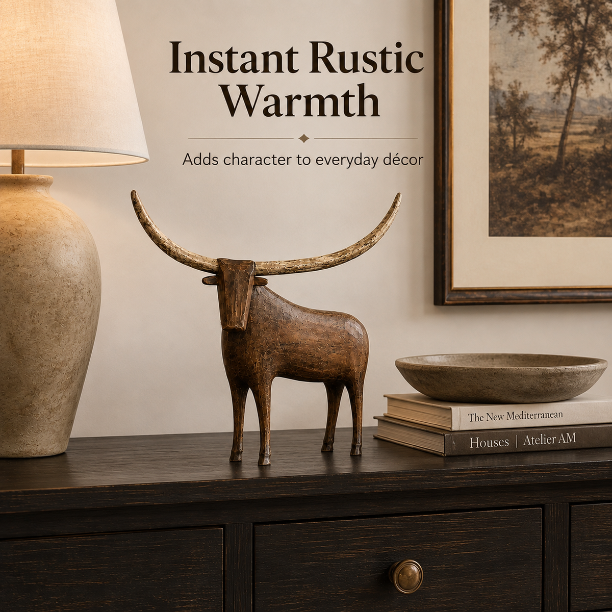 🔥 Today Only 50% OFF-🐂Vintage Longhorn Bull Sculpture