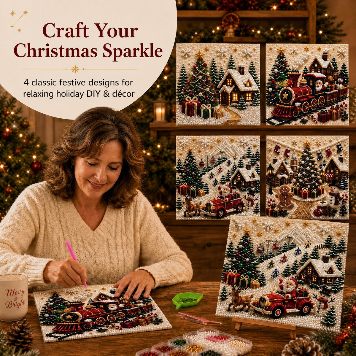 🎅🎄Premium 3D Pearl Christmas Wall Decoration Set – DIY Holiday Decor⛄️❄️