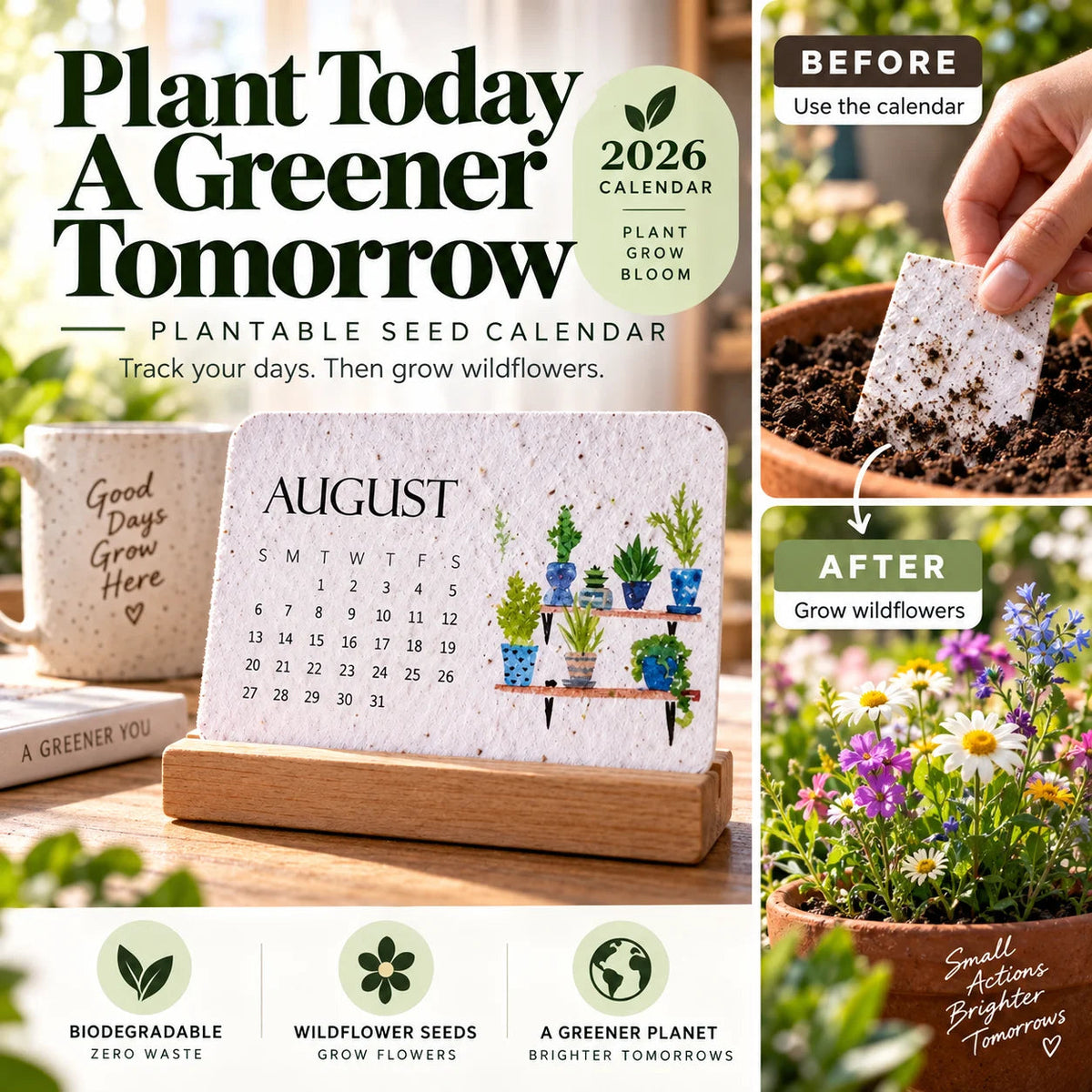 🌼Early Holiday Sale 50% OFF-🌱Eco-Friendly Plantable “Timeless” Seed Calendar 2027