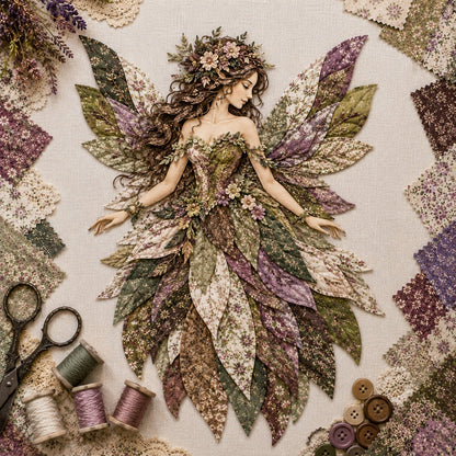 ⏰Last day Promotion 🔥-🧚Premium Fairy Patchwork DIY Kit for Whimsical Layered Fabric Art & Magical Floral Wall Decor 🌸