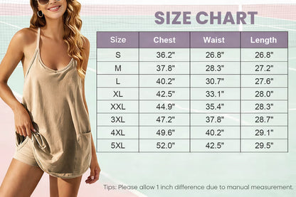 ⏰Last day Promotion 🔥-🔥 Women's Summer Tennis Dress with Built-In Shorts, Pockets & V-Neck Comfort ✨