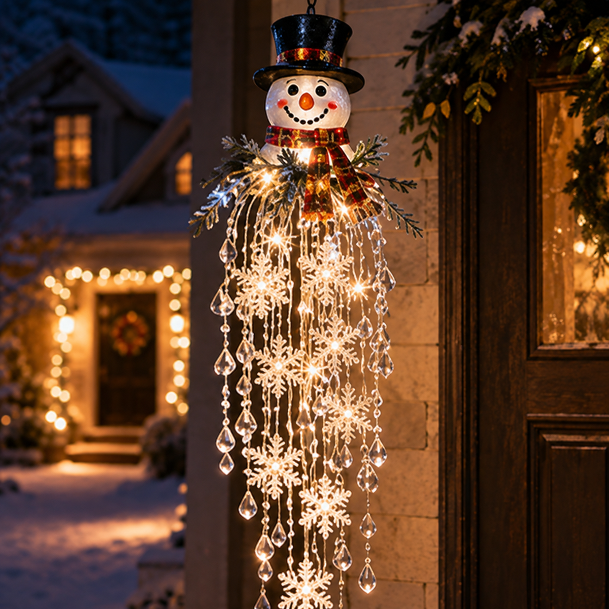 Crystal Cascade Christmas Light™ – Hanging Snowflake & Crystal LED Porch Décor ✨❄️