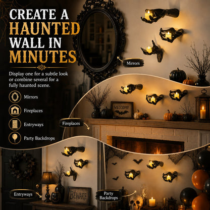 🔥 Last Day 50% OFF✨-🖤 3D Haunted Hand Candle Holders – 3PCS Spooky Halloween Decor 🕯️