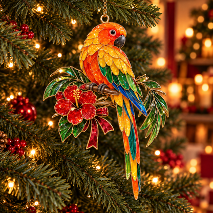 🦜 Holiday Celebration 50% OFF ✨-Colorful Tropical Parrot Christmas Ornaments Set of 6 🌴