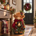 Christmas Highland Cow with Bell – Rustic Farmhouse