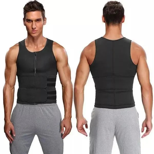 Men Body ShaperSauna Vest Waist Trainer Double Belt