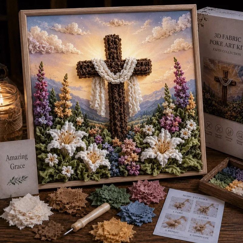 🎁Last Day 50% OFF✨-✝️3D Christian Fabric Poke Art Kit for Meaningful & Relaxing DIY Crafting 🙏
