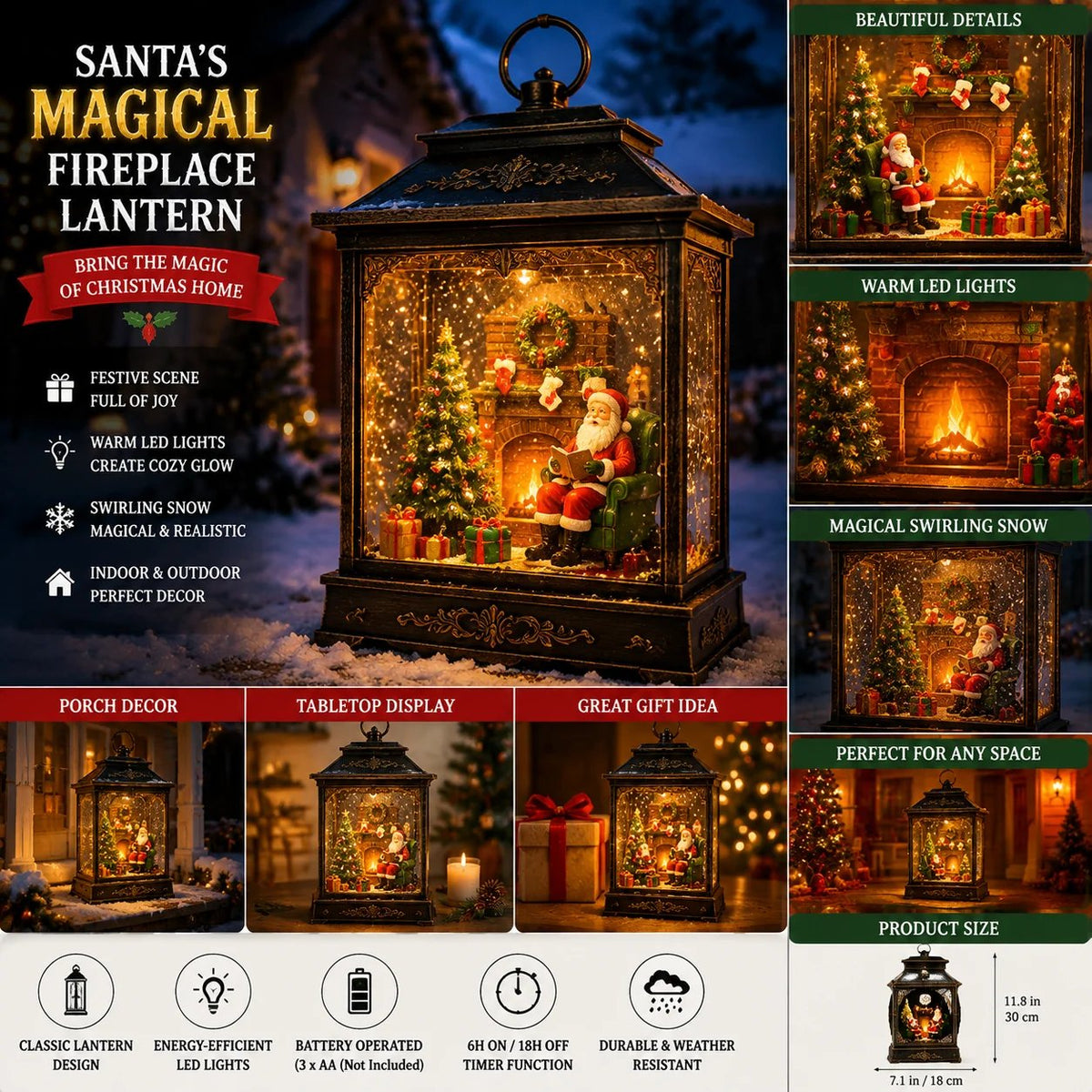 🎁 Last Day 50% OFF✨-🎅 Santa's Magical Fireplace Lantern Bring the Magic of Christmas Home ✨