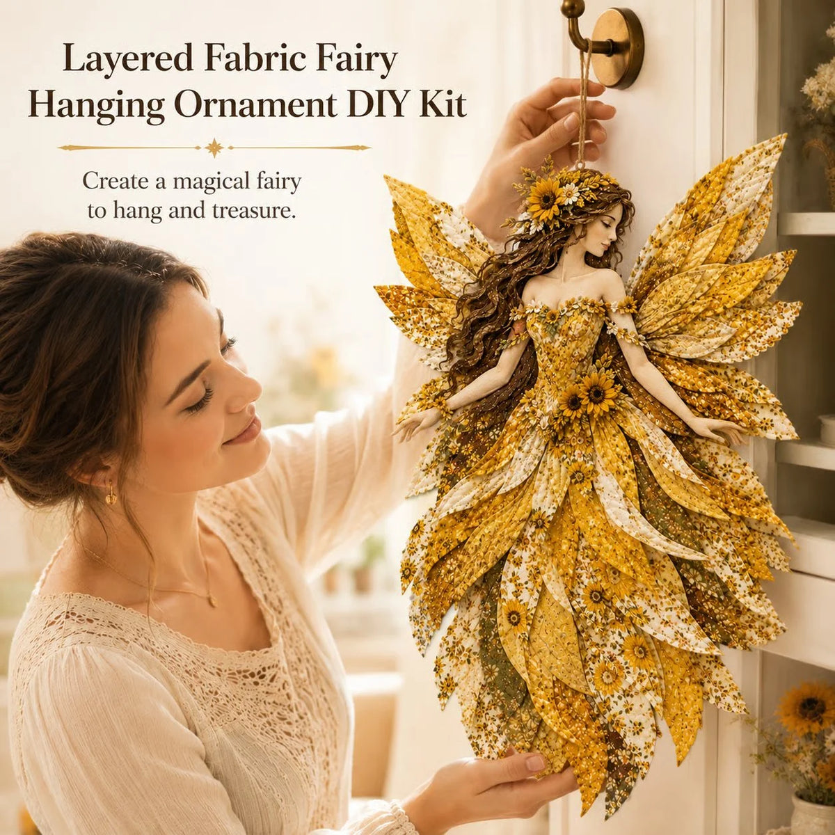 ⏰Last day Promotion 🔥-🧚Premium Fairy Patchwork DIY Kit for Whimsical Layered Fabric Art & Magical Floral Wall Decor 🌸