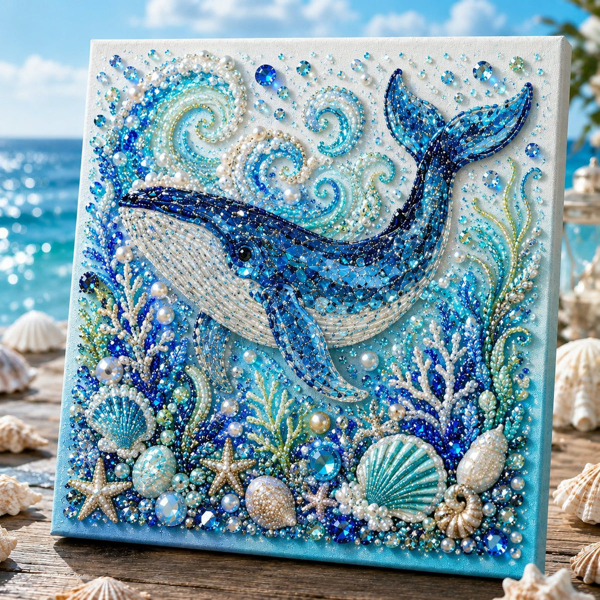 🌊✨ Ocean-Themed Pearl Art DIY Kit — Create Enchanting Coastal-Style Art