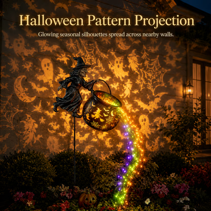🧙‍♀️ Halloween Witch Cauldron Garden Light | Spooky Outdoor Decor for Yard & Pathway 🎃